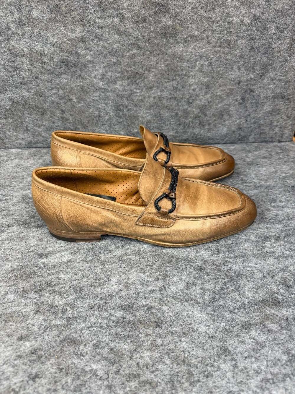 Silvano Sassetti Handmade in Italy Tan Leather Bit Loafers